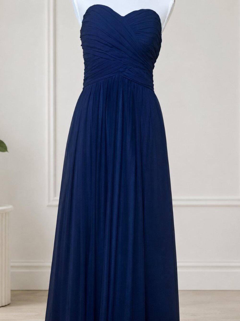 Bill Levkoff Navy Blue Strapless Bridesmaid Prom Gown Size 6 - Picture 2 of 6